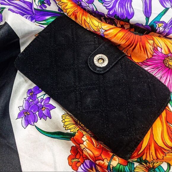Vera Bradley Black Quilted Microfiber Long Wallet - Picture 2 of 7